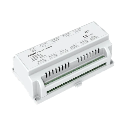 DMA2X3 DMX512 6-fach Signal Splitter, Signalverteiler und Verstärker 12–48 V, Hutschienenmontage