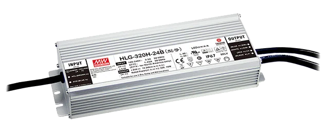 Mean Well HLG-320H-24B – 24V 320W LED-Treiber in IP67, dimmbar, Konstantspannung/Konstantstrom Mean Well HLG-320H-24B – 24V 320W LED-Treiber in IP67, dimmbar, Konstantspannung/Konstantstrom