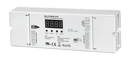 SR-2108EB-5CH DMX512 & RDM Decoder 5-Kanal 16-Bit 5A pro Kanal 12-36V DC für RGB+CCT LED Streifen