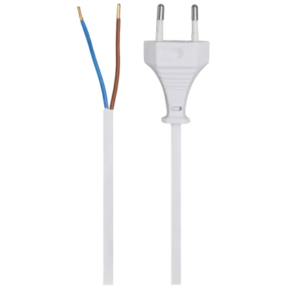 Netzkabel mit Eurostecker – 2m, H03 VVH2-F 2×0,75mm², weiß