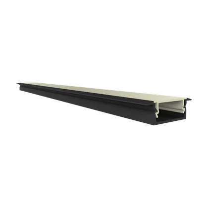 LED Aluprofil EXO-NLN1F_14 Einbauprofil Schwarz – 2 m, ultraflach, mit Flügeln für LED Streifen bis 14 mm