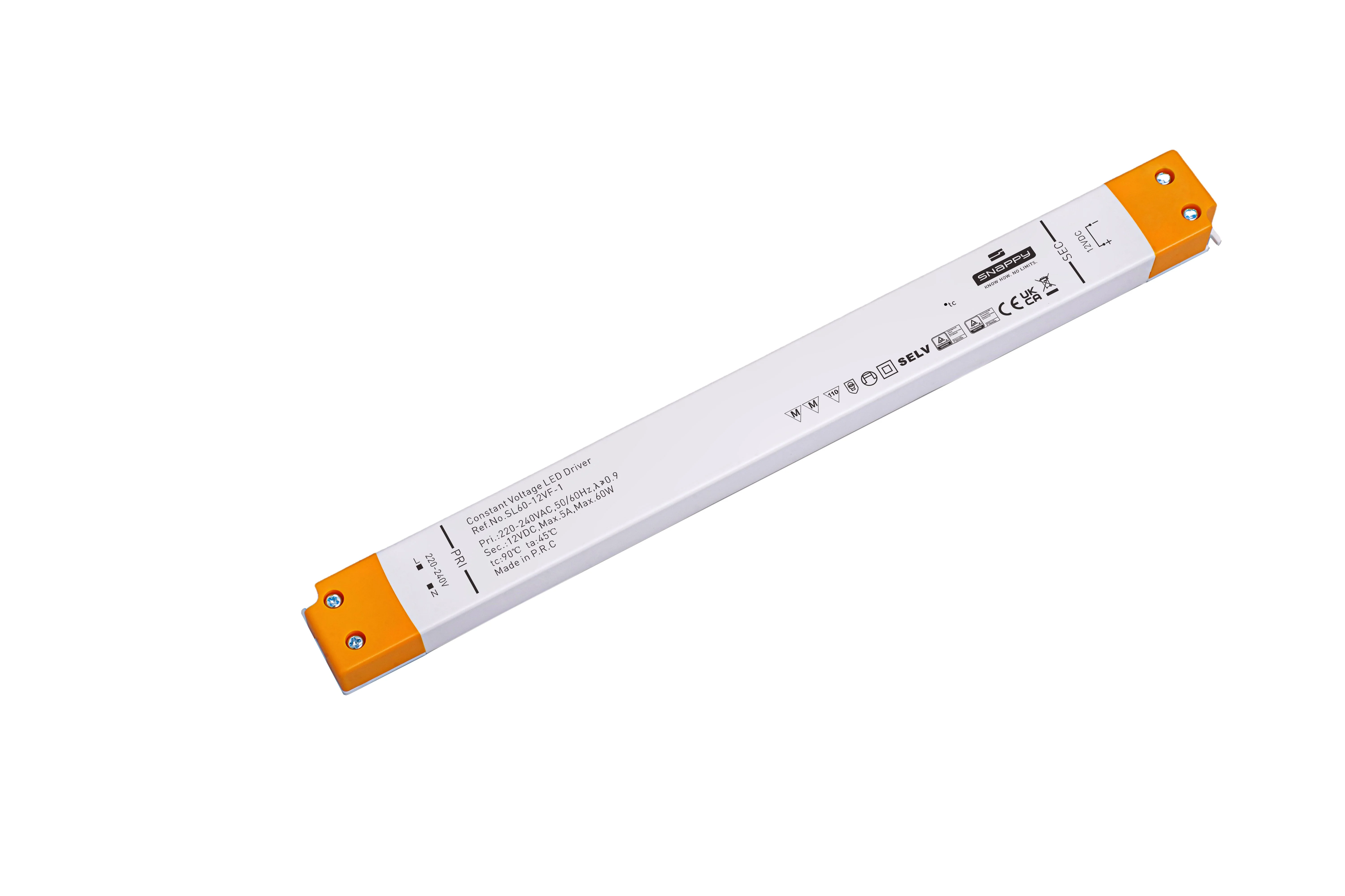 Snappy SL60-12VF-1 – Slim LED Netzteil 12V DC, 60W, Konstantspannung, IP20, PFC ≥ 0,9, TÜV/SELV Snappy SL60-12VF-1 – Slim LED Netzteil 12V DC, 60W, Konstantspannung, IP20, PFC ≥ 0,9, TÜV/SELV