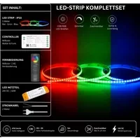 LED Streifen Set RGB Ultraschmal – COB LED Streifen 24V, 5 mm, 10 W/m, 5m, punktfrei – SS60 Netzteil, SM5 Matter Controller & C5 Fernbedienung Schwarz