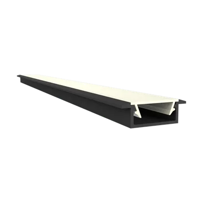 LED Aluprofil EXO-A1F_13 Einbauprofil Schwarz – 2 m, flach, für LED Streifen bis 13 mm