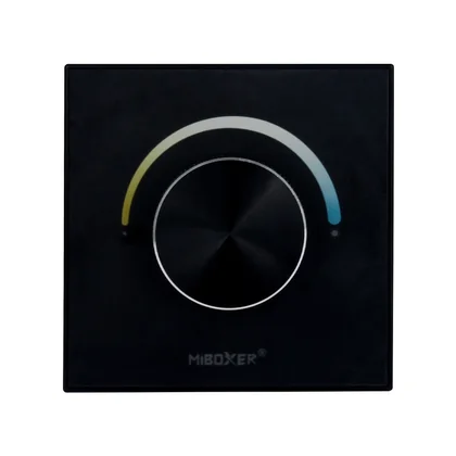 MiBoxer P0 LED Drehregler-Wandpanel Schwarz – 2-in-1 Controller für CCT & einfarbige LED Streifen, 2,4 GHz Funk, 12 A