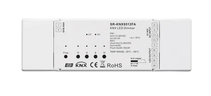 SR-KNX-9512FA KNX RGBW LED Dimmer 4-Kanal Konstantspannung 12-36V DC, 5A je Kanal, Aufbau ETS5