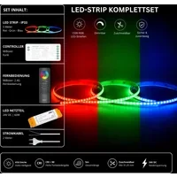 LED Streifen Set RGB Ultraschmal – COB LED Streifen 24V, 5 mm, 10 W/m, 5m, punktfrei – SS60 Netzteil, SR5 Funk-Controller & C5 Fernbedienung Schwarz