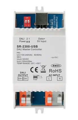 SR-2300-USB DALI Master Controller Hutschienenmodul USB DT6 DT8 HCL 64 Geräte 16 Gruppen 16 Szenen