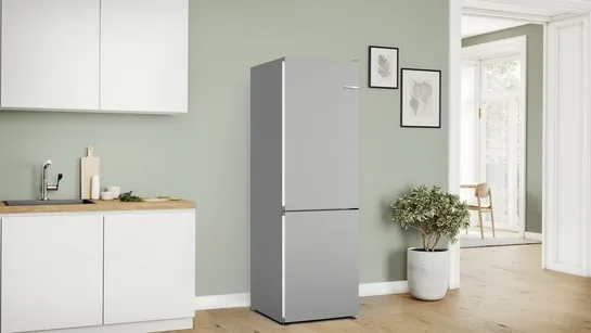 BOSCH Serie 4 Freistehende Kühl-Gefrier-Kombination mit Gefrierbereich unten 186 x 60 cm Metall-Optik KGN362LBF