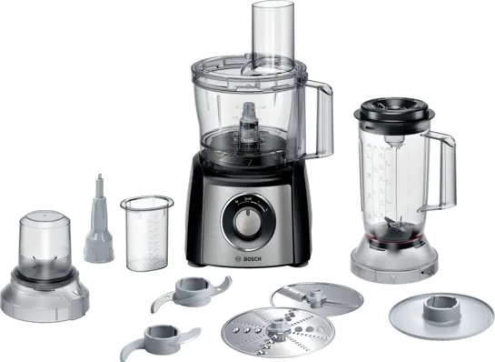 BOSCH Kompakt-Küchenmaschine MultiTalent 3 Plus 900 W Schwarz, Edelstahl gebürstet MCM3PM386