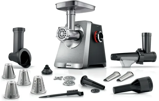 BOSCH Serie 8 Fleischwolf MultiPower 2500 W Gebürsteter Stahl MFWS860M BOSCH Serie 8 Fleischwolf MultiPower 2500 W Gebürsteter Stahl MFWS860M