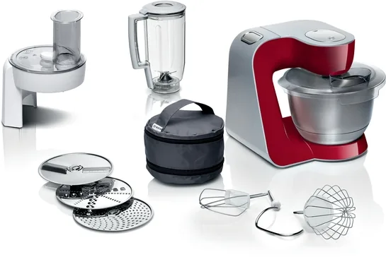 BOSCH Serie 4 Küchenmaschine MUM 5 1000 W Rot, Silber