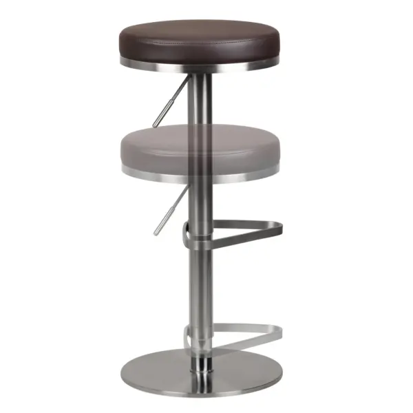FineBuy Barhocker Edelstahl höhenverstellbare Sitzhöhe 57, Braun
