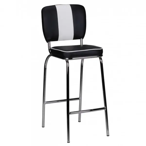 FineBuy 4er Set Barhocker American Diner 50er Jahre Retro Barstuhl, Schwarz
