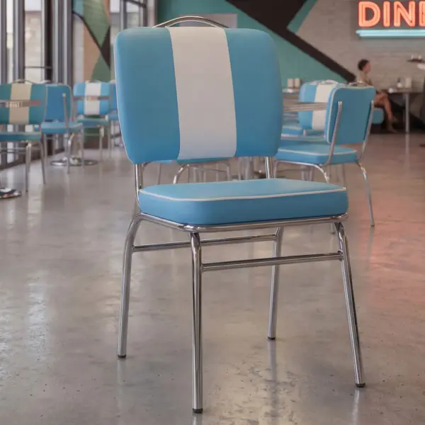 FineBuy Esszimmerstuhl American Diner 50er Jahre Retro Stuhl, Blau – 47 cm FineBuy Esszimmerstuhl American Diner 50er Jahre Retro Stuhl, Blau – 47 cm