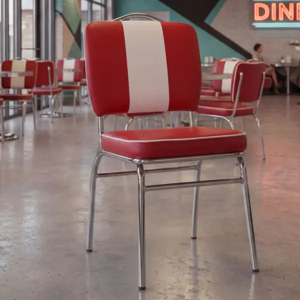 FineBuy Esszimmerstuhl American Diner 50er Jahre Retro Stuhl, Rot – 47 cm FineBuy Esszimmerstuhl American Diner 50er Jahre Retro Stuhl, Rot – 47 cm