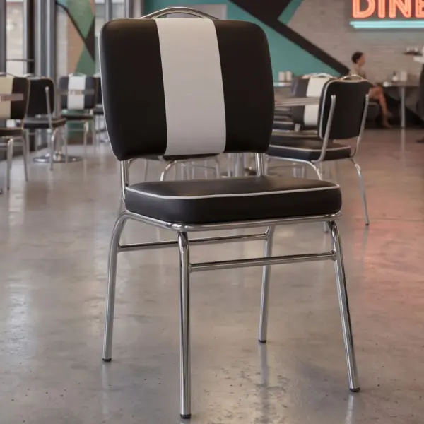FineBuy Esszimmerstuhl American Diner 50er Jahre Retro Stuhl, Schwarz – 47 cm FineBuy Esszimmerstuhl American Diner 50er Jahre Retro Stuhl, Schwarz – 47 cm