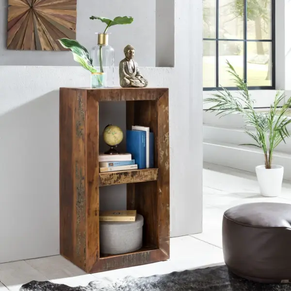 FineBuy Bücherregal KALKUTTA, Braun – 45 × 35 × 90 cm FineBuy Bücherregal KALKUTTA, Braun – 45 × 35 × 90 cm