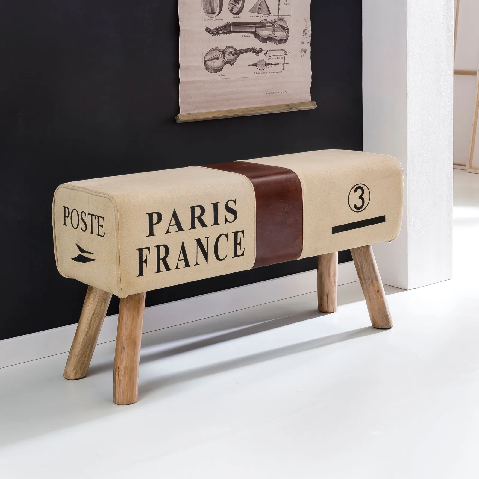 FineBuy Design Sitzbank POSTE Turnbock, Braun