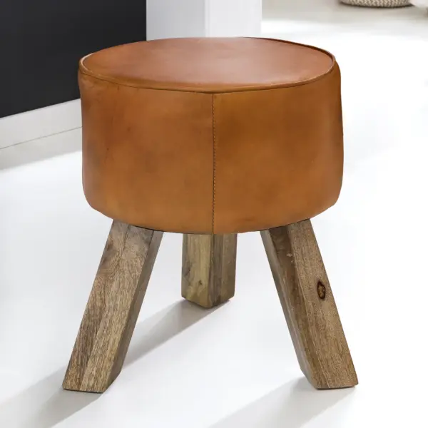 FineBuy Design Sitzhocker FB45553 aus Holz, Braun – 37 × 45 × 37 cm