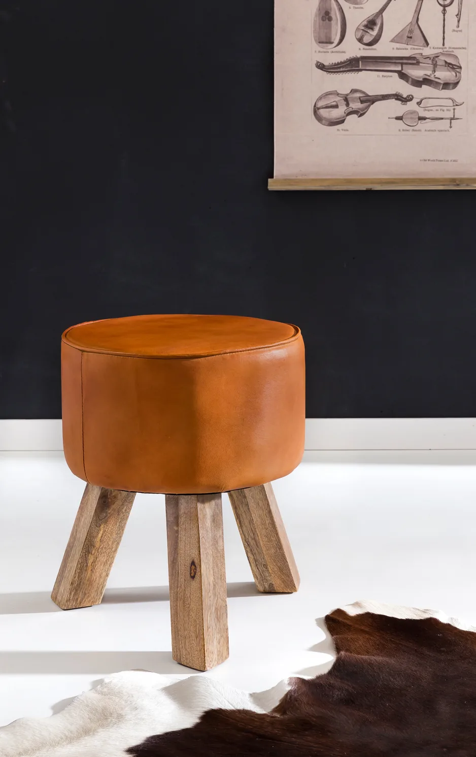 FineBuy Design Sitzhocker FB45553 aus Holz, Braun – 37 × 45 × 37 cm