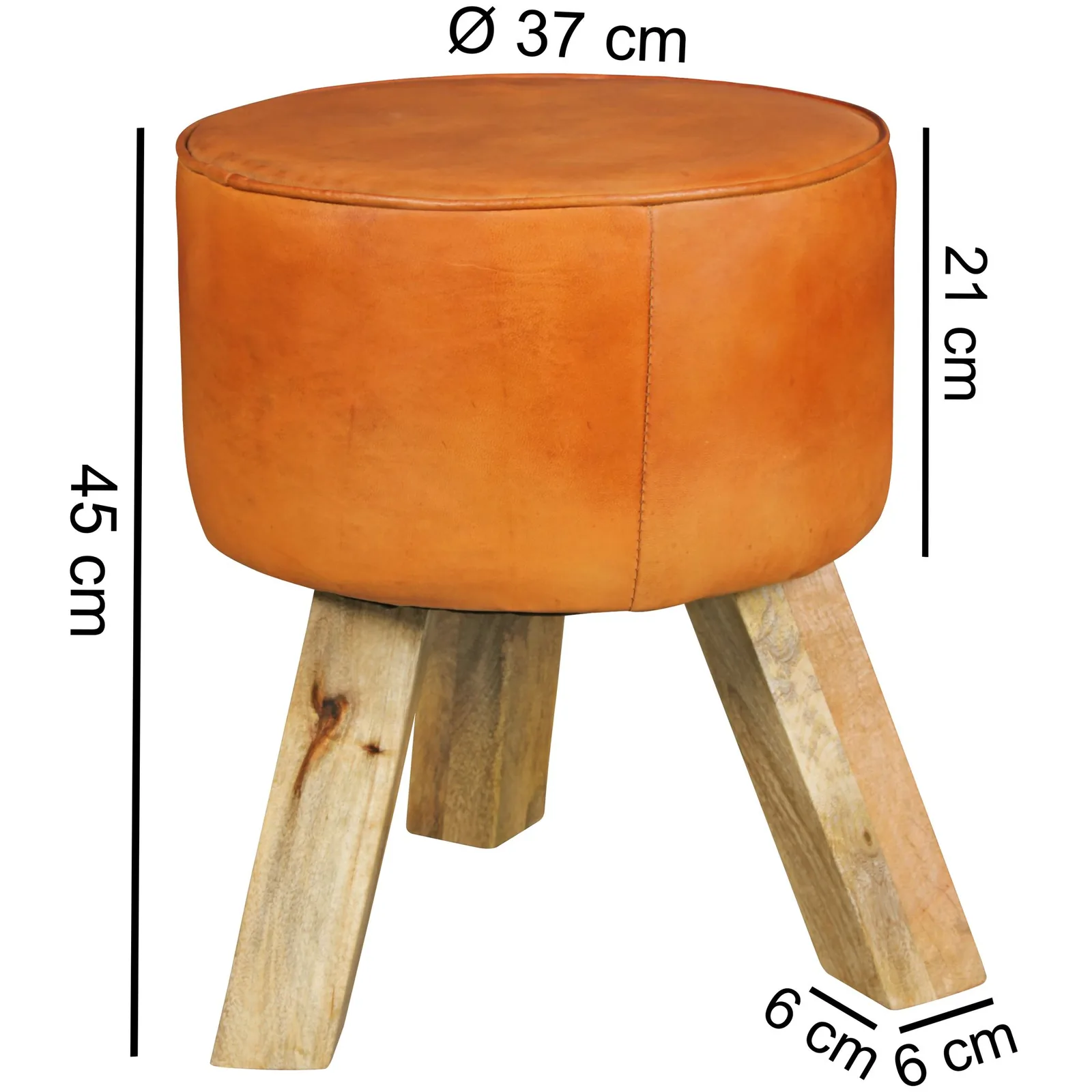 FineBuy Design Sitzhocker FB45553 aus Holz, Braun – 37 × 45 × 37 cm