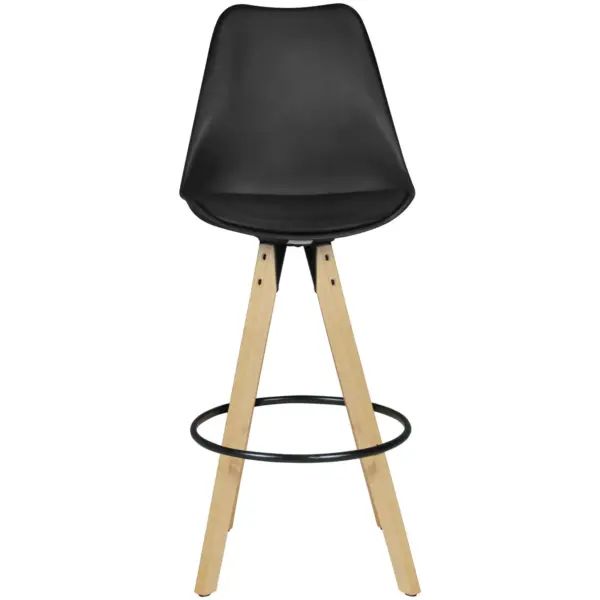 FineBuy 2er Set Barhocker Retro Design Stoff aus Holz, Schwarz