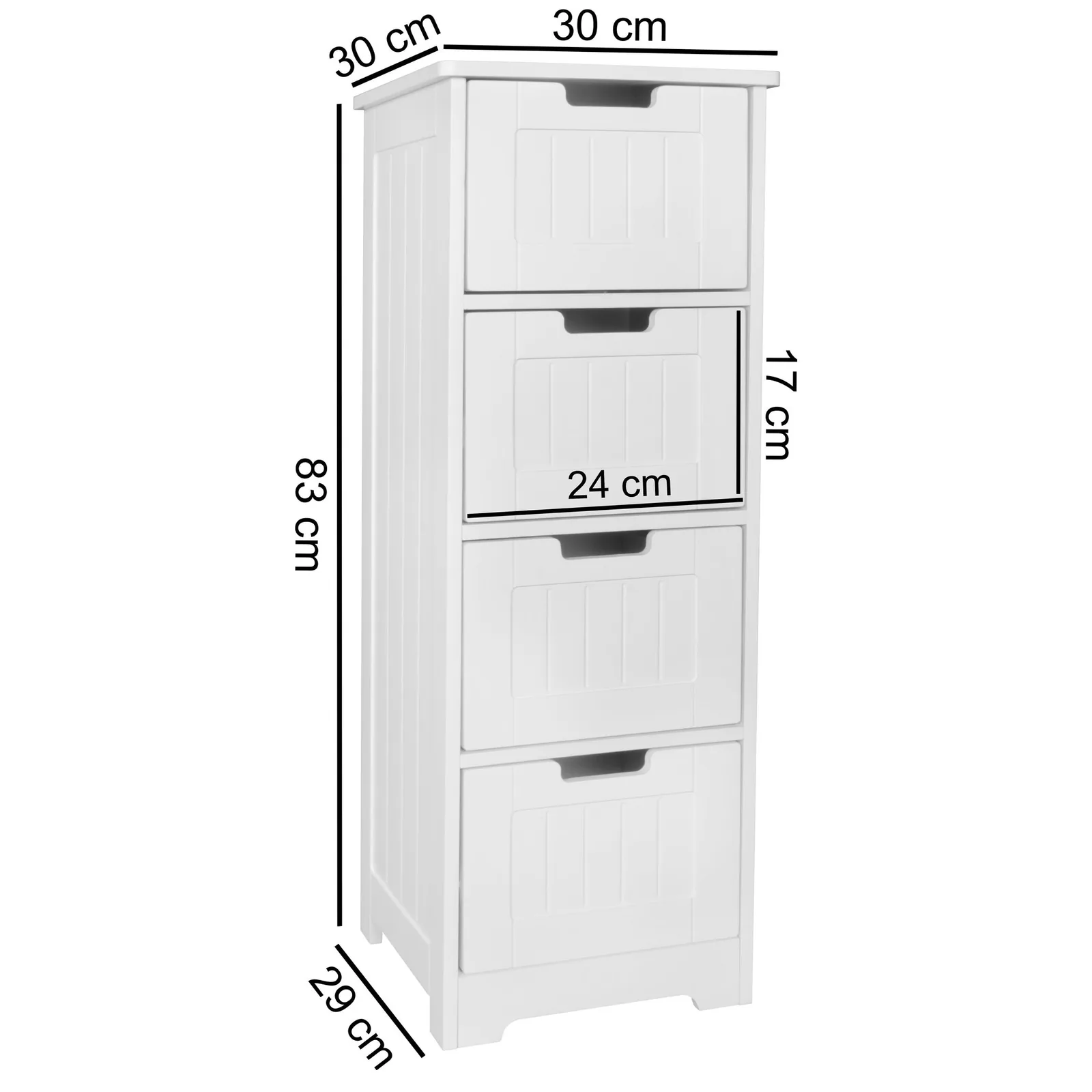 FineBuy Design Badschrank Landhaus-Stil MDF aus Holz, Weiß – 30 × 83 × 30 cm