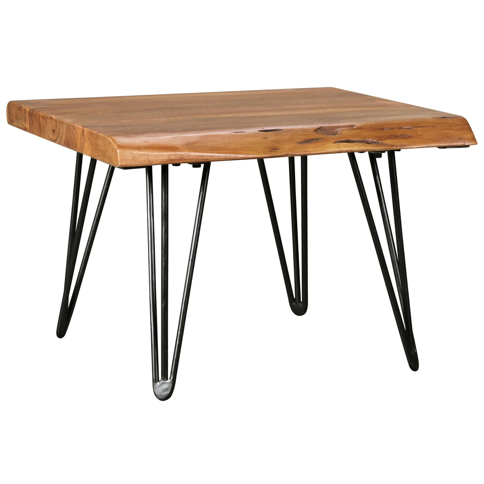 FineBuy Design Couchtisch Massivholz Tisch Baumkante, Braun – 56 × 38 × 51 cm