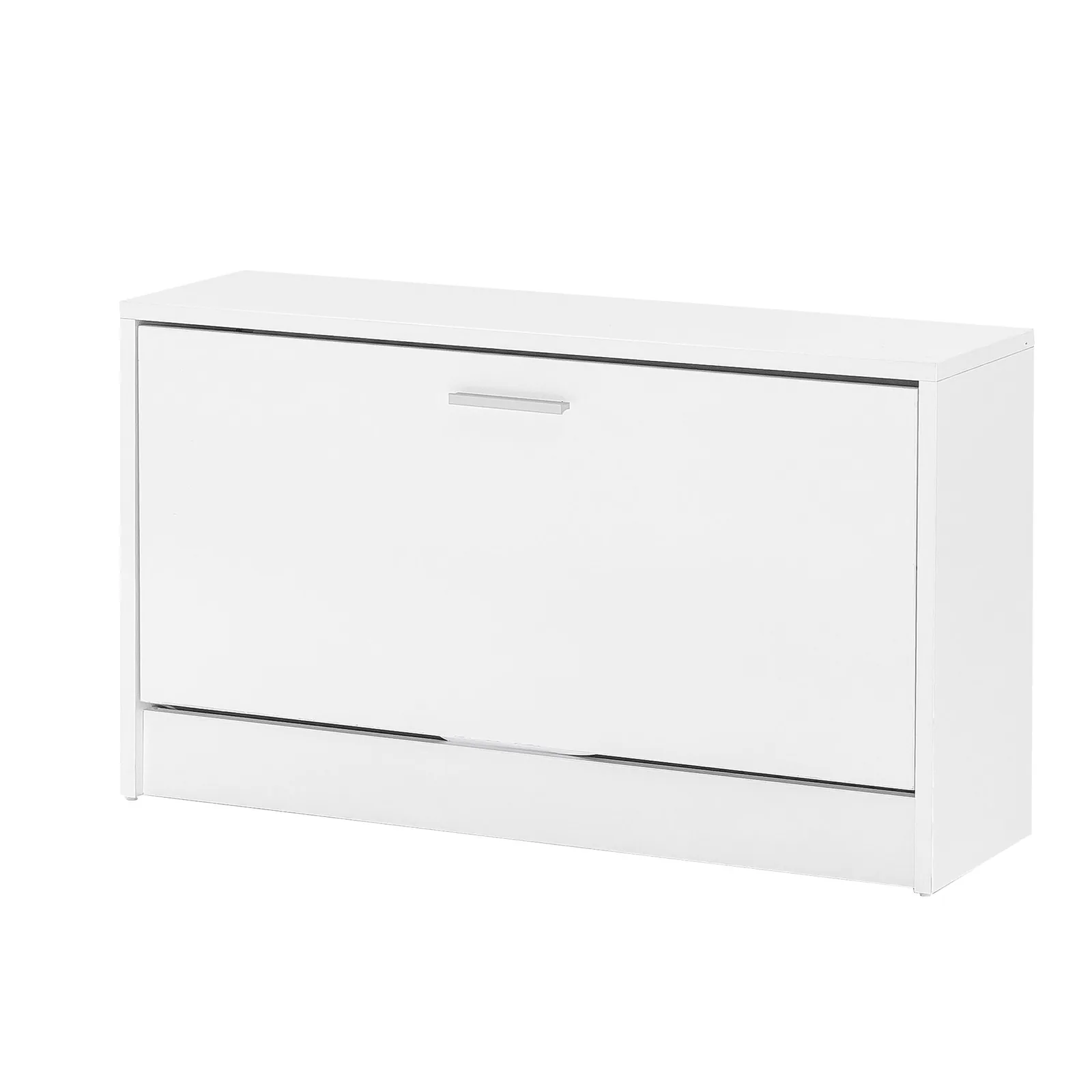 FineBuy Schuhbank SPLIT mit Sitzfläche Schuhkipper aus Holz, Weiß – 80 × 47 × 24 cm