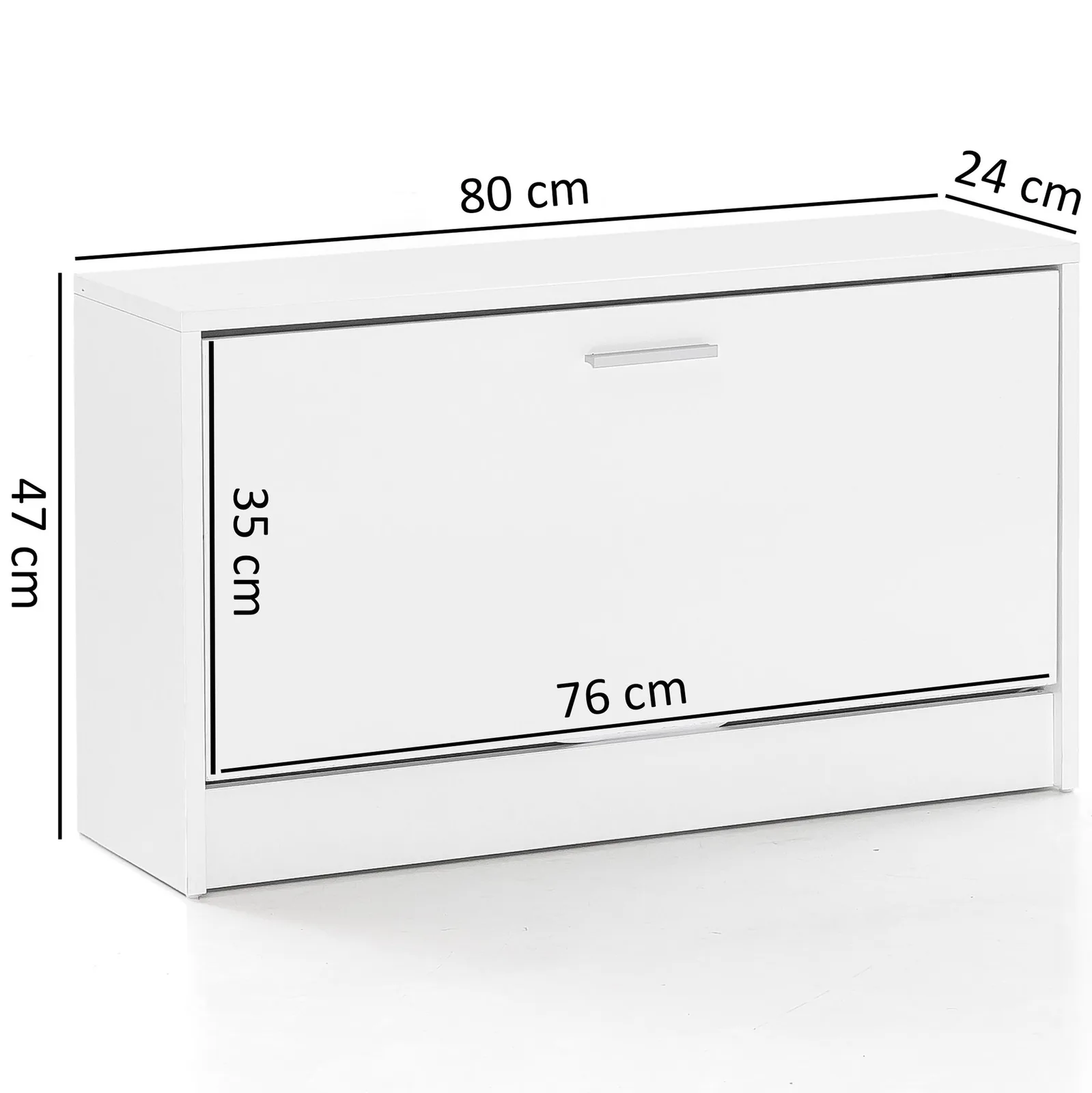 FineBuy Schuhbank SPLIT mit Sitzfläche Schuhkipper aus Holz, Weiß – 80 × 47 × 24 cm