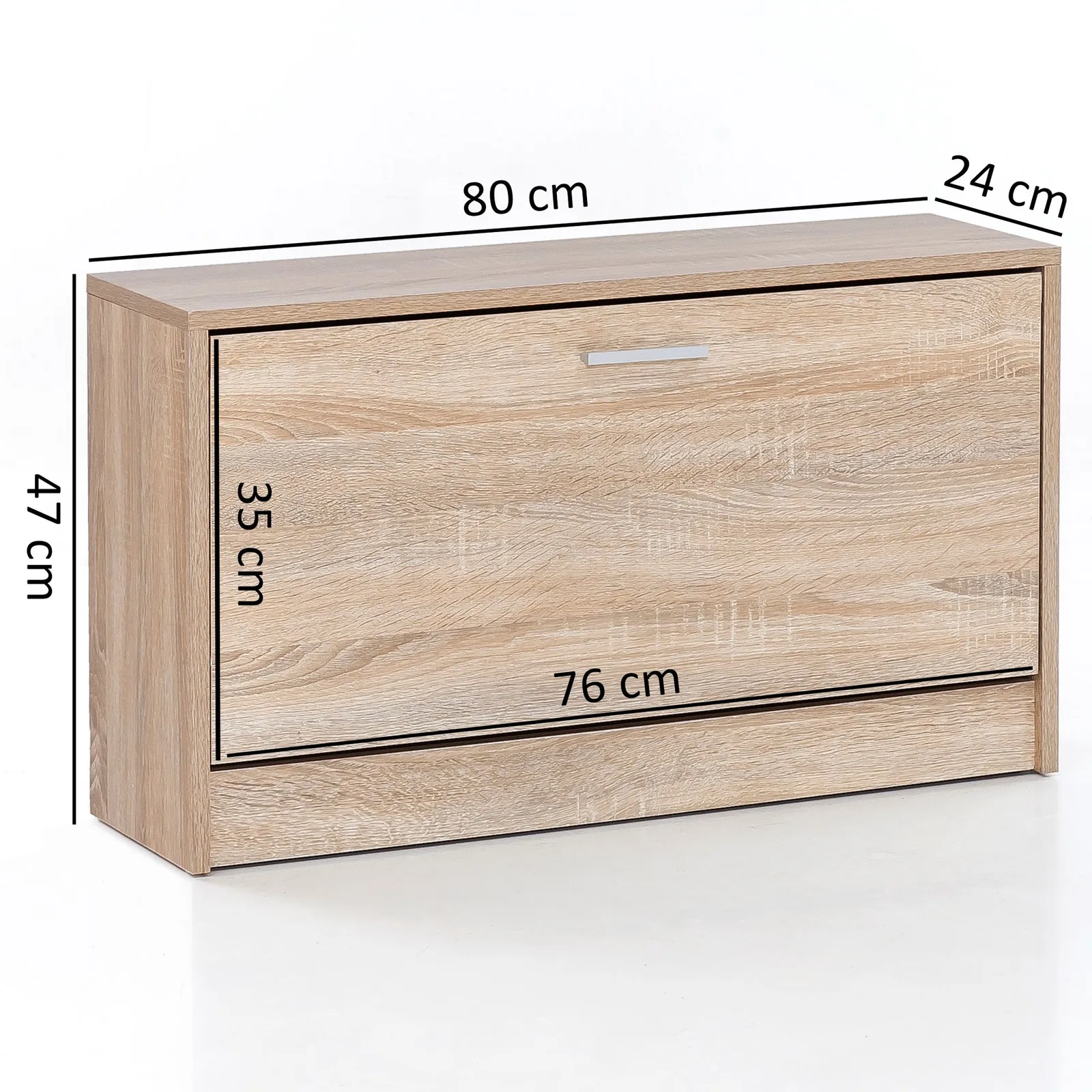 FineBuy Schuhbank SPLIT mit Sitzfläche Schuhkipper aus Holz, Weiß – 80 × 47 × 24 cm
