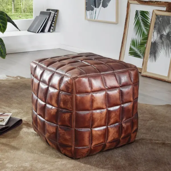 FineBuy Sitzwürfel Echtleder, Braun – 39 × 41 × 39 cm FineBuy Sitzwürfel Echtleder, Braun – 39 × 41 × 39 cm