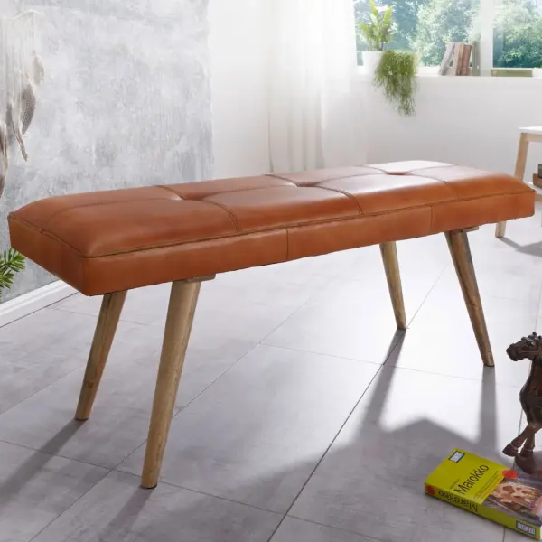 FineBuy gepolsterte Sitzbank, Braun – für Garderobe FineBuy gepolsterte Sitzbank, Braun – für Garderobe