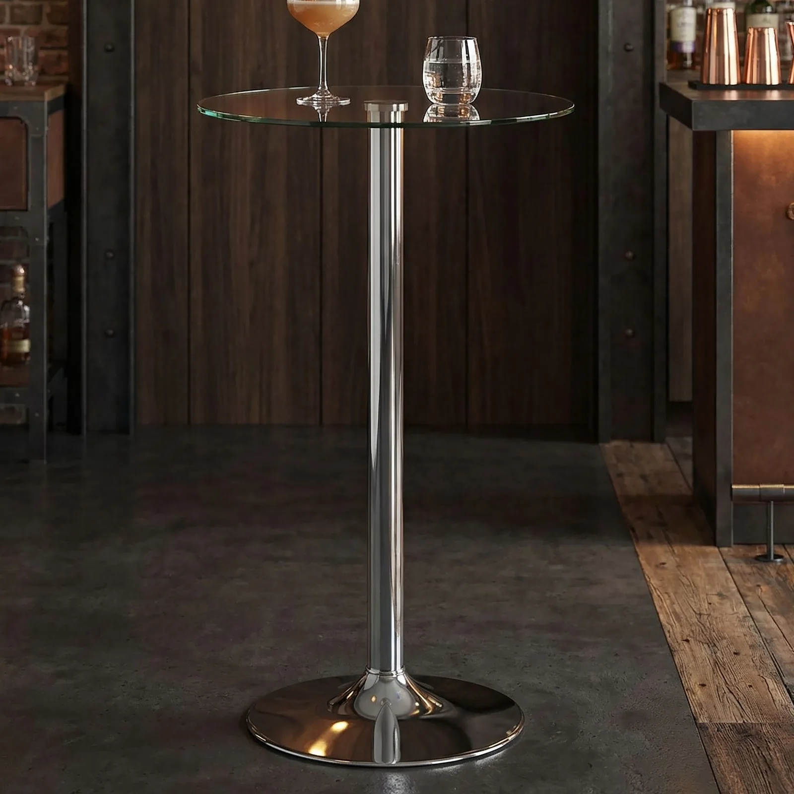 FineBuy Stehtisch, Silber – 60 × 60 × 105 cm