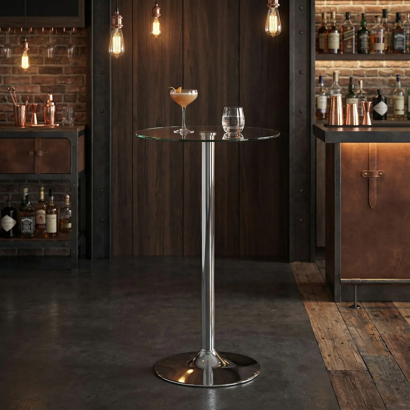 FineBuy Stehtisch, Silber – 60 × 60 × 105 cm