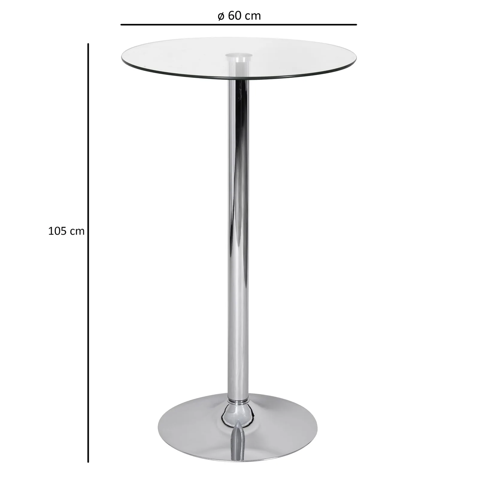 FineBuy Stehtisch, Silber – 60 × 60 × 105 cm