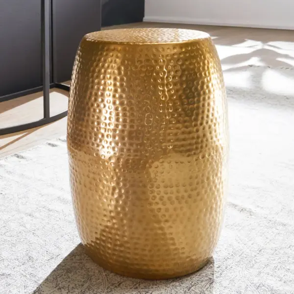 FineBuy Design Beistelltisch aus Aluminium, Gold – 30 cm FineBuy Design Beistelltisch aus Aluminium, Gold – 30 cm