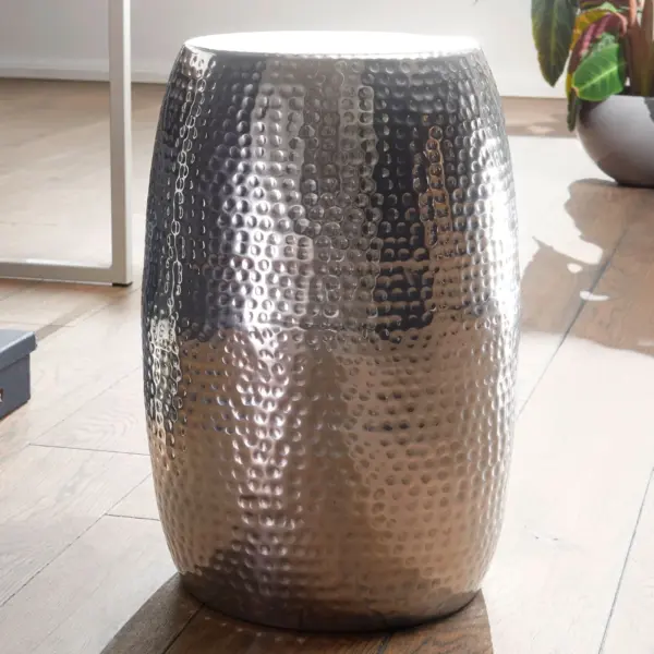 FineBuy Design Beistelltisch aus Aluminium, Silber – 30 cm FineBuy Design Beistelltisch aus Aluminium, Silber – 30 cm