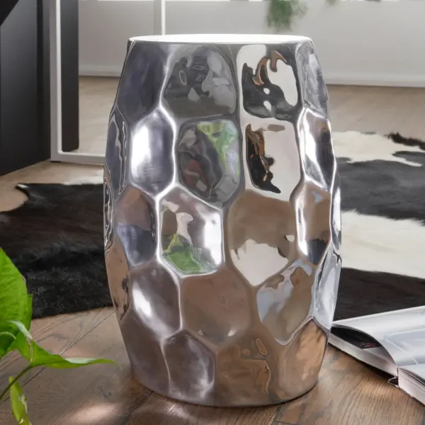 FineBuy Design Beistelltisch aus Aluminium, Silber – 30 cm FineBuy Design Beistelltisch aus Aluminium, Silber – 30 cm