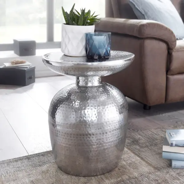 FineBuy Beistelltisch aus Aluminium, Silber