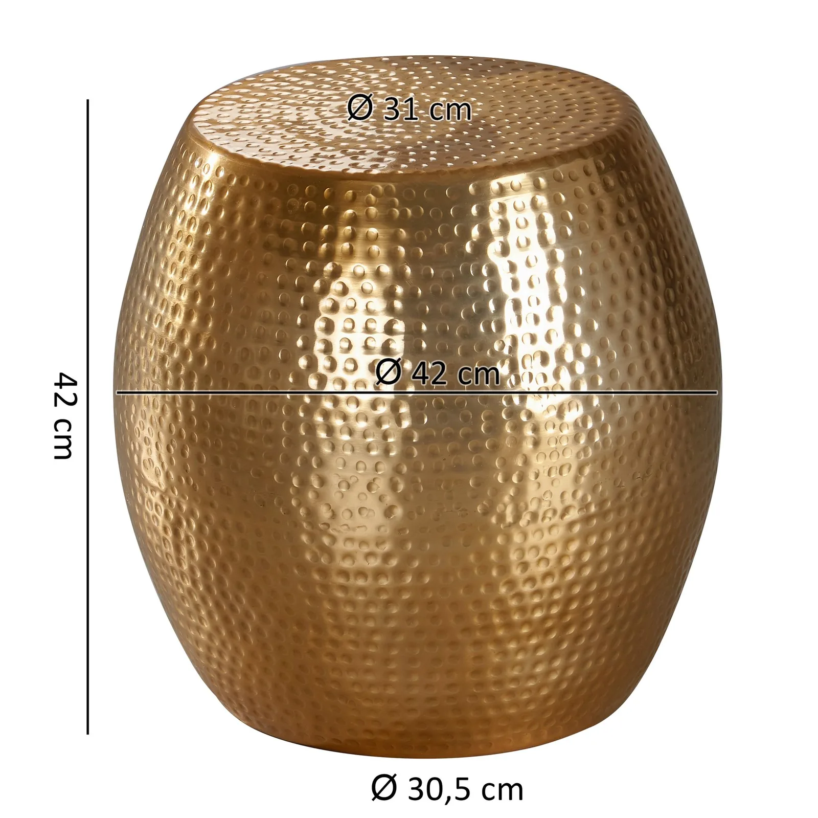 FineBuy Beistelltisch aus Aluminium, Silber – 42 cm