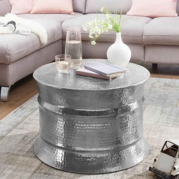 FineBuy Design Couchtisch aus Aluminium, Silber FineBuy Design Couchtisch aus Aluminium, Silber