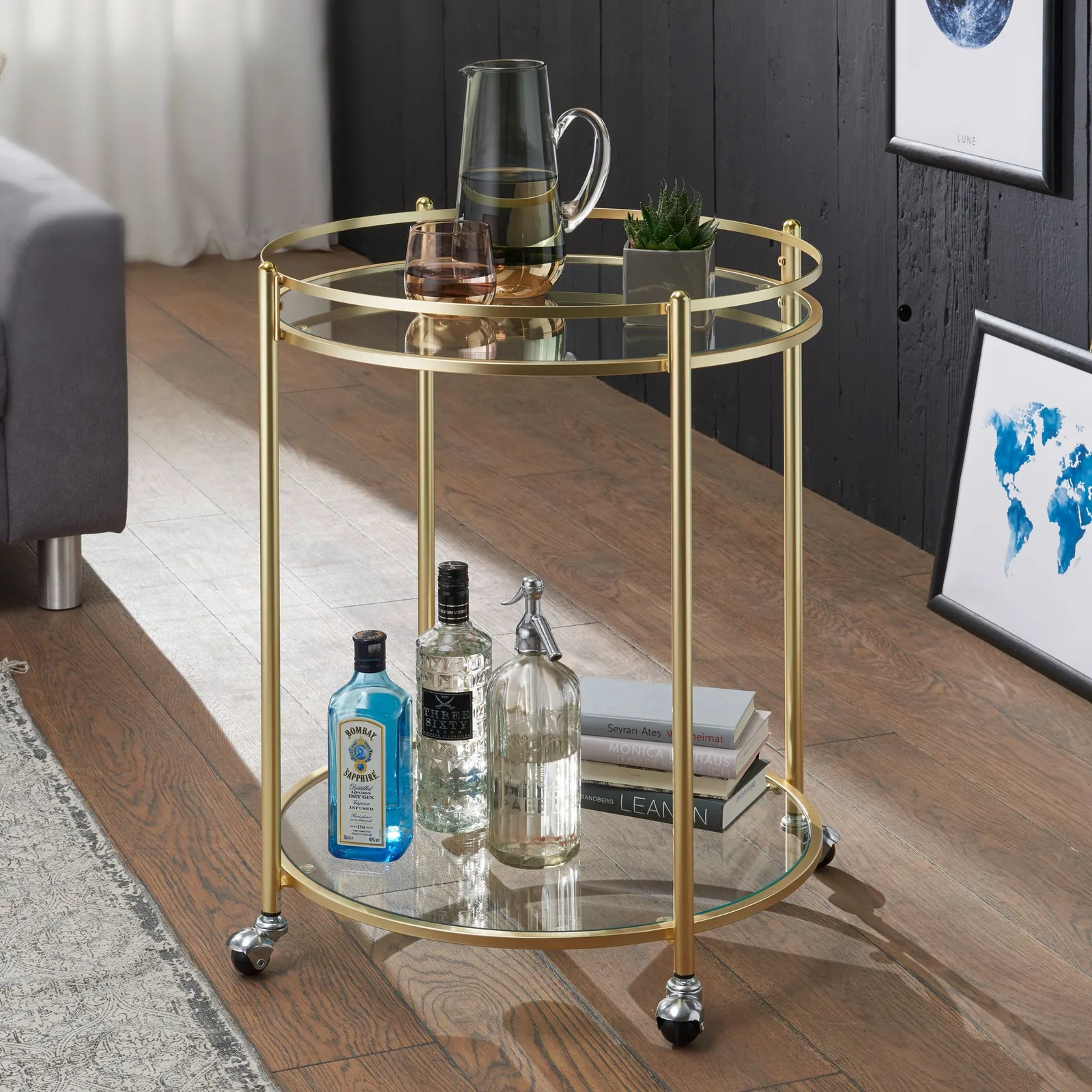 FineBuy Design Servierwagen, Gold