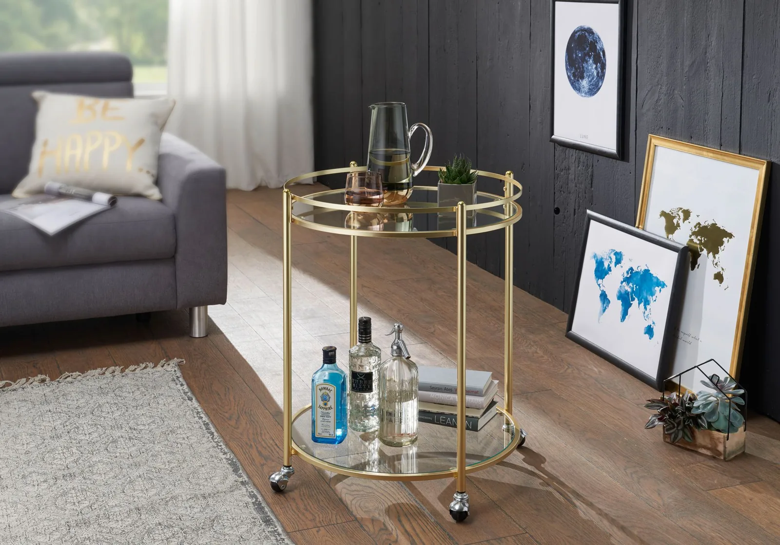 FineBuy Design Servierwagen, Gold