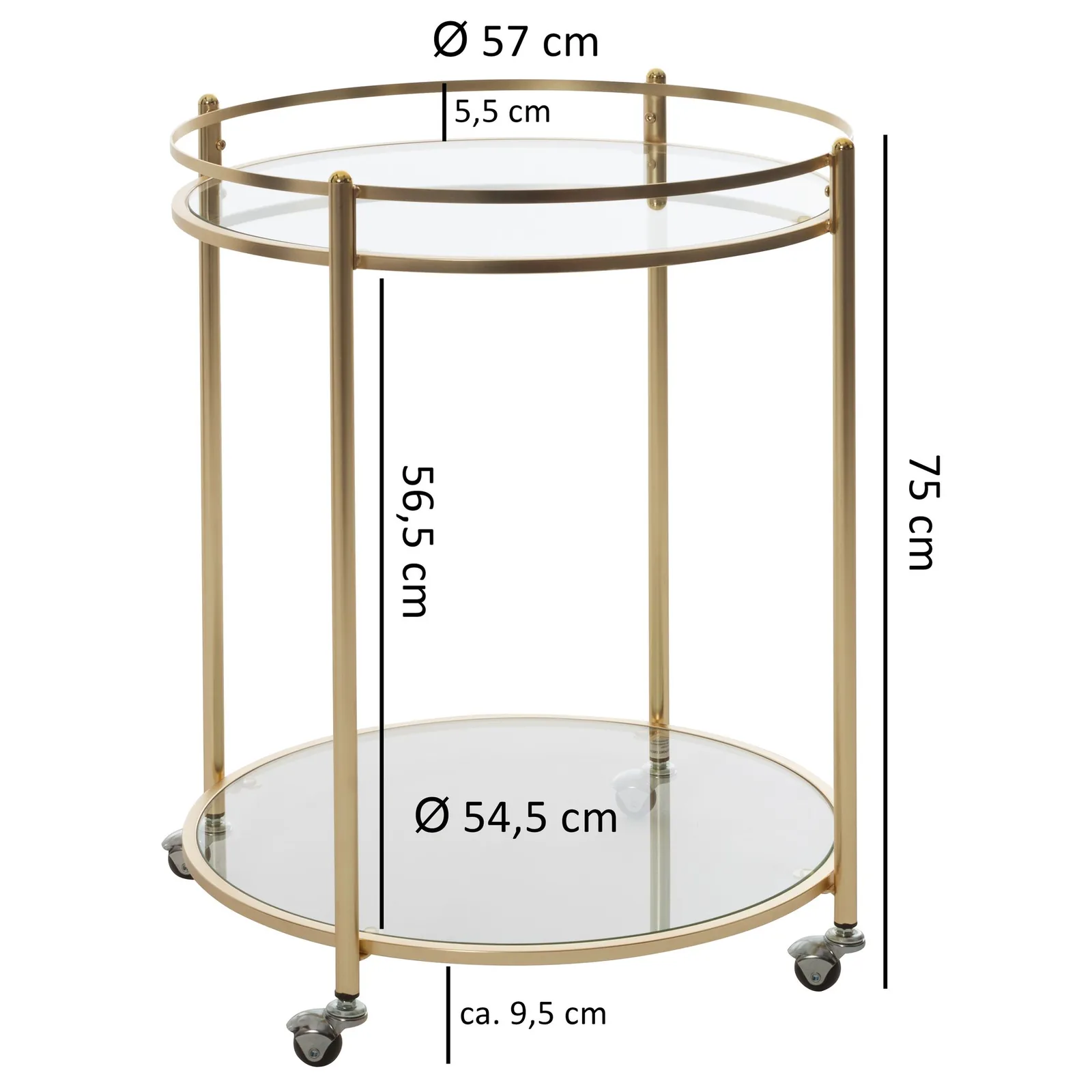 FineBuy Design Servierwagen, Gold