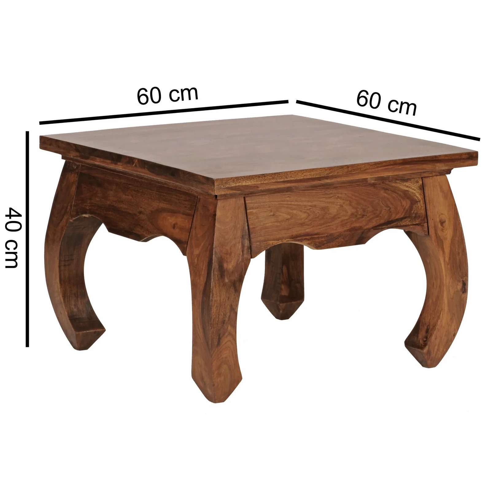 FineBuy Opium Couchtisch aus Holz, Braun – 60 × 40 × 60 cm