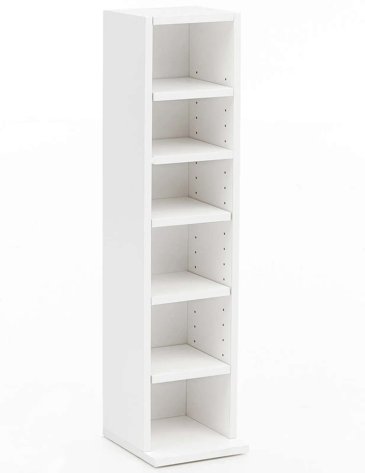 FineBuy Design Bücherregal SV51375 mit 6 Fächern aus Holz, Weiß – 21 × 91 × 25,5 cm