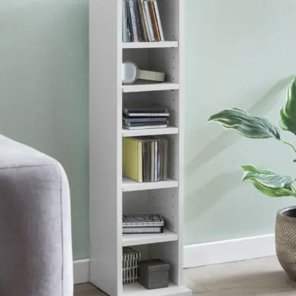FineBuy Design Bücherregal SV51375 mit 6 Fächern aus Holz, Weiß – 21 × 91 × 25,5 cm FineBuy Design Bücherregal SV51375 mit 6 Fächern aus Holz, Weiß – 21 × 91 × 25,5 cm