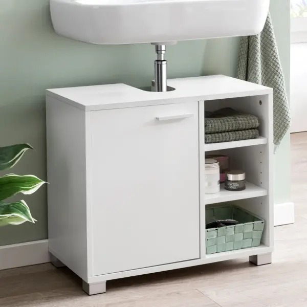 FineBuy Waschbeckenunterschrank, Weiß – 60 × 55 × 32 cm FineBuy Waschbeckenunterschrank, Weiß – 60 × 55 × 32 cm